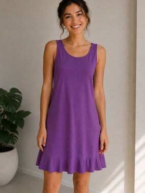 Valerie dresses pure silk raspberry sleeveless shift dress size 12‎ ruffle hem